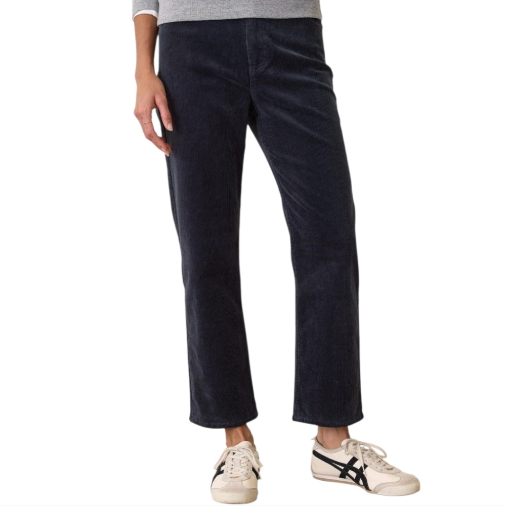 Marine Layer Womens Pants Size 8 Navy Blue Corduroy Straight Leg Trousers New